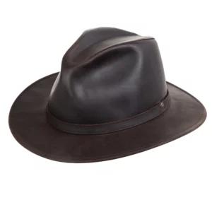 Cappello in pelle testa di moro, modello Australiano, ala da 7cm | Artigiano in Fiera