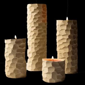 Quartetto di porta candele in pietra leccese, Linea Mosaico | Artigiano in Fiera