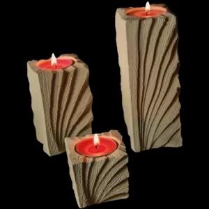 Tris di porta candele in pietra leccese, Linea Ventaglio | Artigiano in Fiera