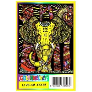 Quadro large con disegno in velluto da colorare: Elefante verticale, 47x35cm | Artigiano in Fiera
