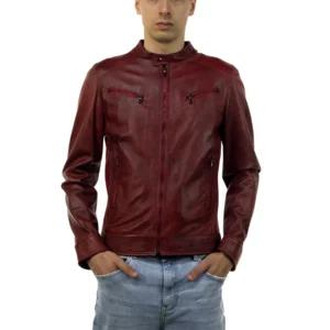 U06, giacca da uomo in vera pelle, colore bordeaux | Artigiano in Fiera
