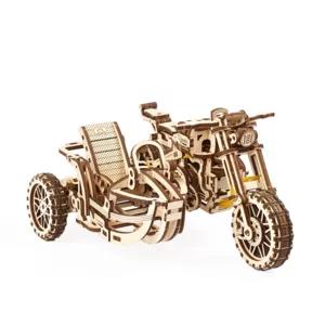 Modello meccanico in legno: motocicletta scrambler con sidecar, Ugears | Artigiano in Fiera