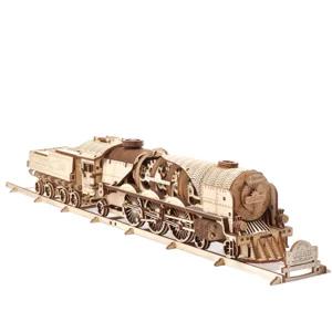 Modello meccanico in legno: treno a vapore V-Express con Tender, Ugears | Artigiano in Fiera