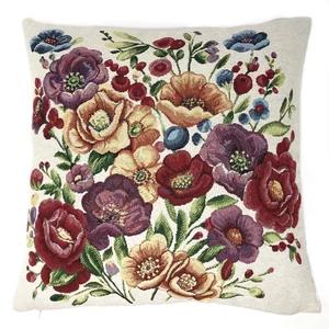 Federa cuscino in gobelin, rose in stile shabby chic, 44×44cm | Artigiano in Fiera