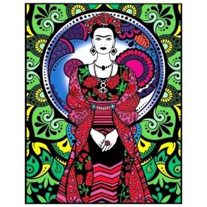 Quadro small con disegno in velluto da colorare: Frida Kahlo figura intera, 21x29,7cm | Artigiano in Fiera