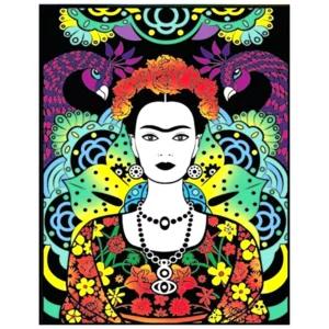 Quadro small con disegno in velluto da colorare: Frida Kahlo primo piano, 21x29,7cm | Artigiano in Fiera