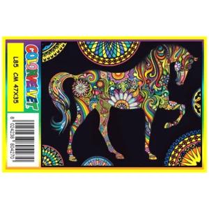 Quadro large con disegno in velluto da colorare: Cavallo mandala, 47x35cm | Artigiano in Fiera