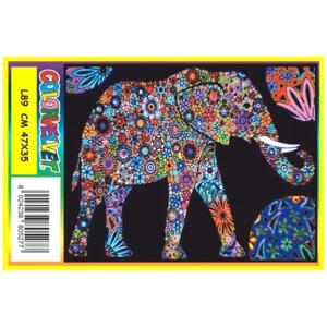 Quadro large con disegno in velluto da colorare: Elefante, 47x35cm | Artigiano in Fiera