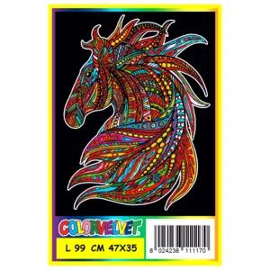 Quadro large con disegno in velluto da colorare: Muso cavallo, 47x35cm | Artigiano in Fiera