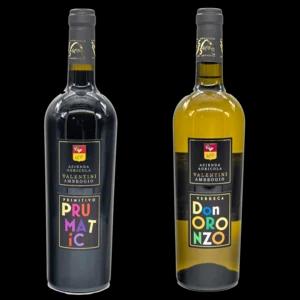 Mix box, vino rosso Primitivo Prumatic 3x750ml, vino bianco Verdeca Don Oronzo 3x750ml | Artigiano in Fiera