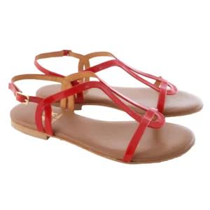 Sandalo donna in pelle lucida colore rosso tacco 1,5cm | Artigiano in Fiera