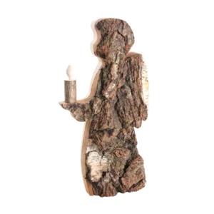 Angelo in corteccia con candela in legno, 40cm | Artigiano in Fiera