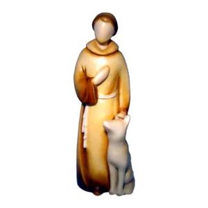 San Francesco in stile moderno in legno, colorato a olio, 10cm | Artigiano in Fiera