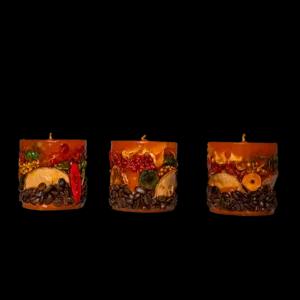 Set di tre candele profumate, fragranza arancia o melograno | Artigiano in Fiera