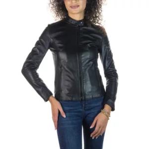 Violetta Bis, giacca da donna in vera pelle morbida, colore nero | Artigiano in Fiera