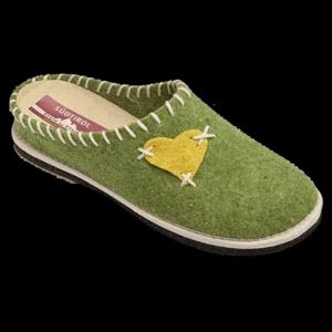 Pantofole tirolesi verde salvia, modello Cuore Tacco | Artigiano in Fiera
