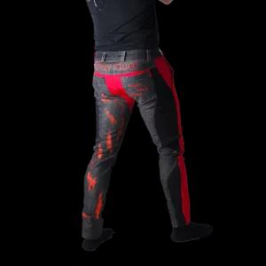 Jeans da uomo elasticizzati, dipinti a mano a mano, rosso | Artigiano in Fiera