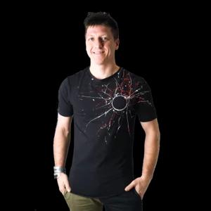 T-shirt sportiva da uomo in Eco cotone elasticizzato, dipinta a mano | Artigiano in Fiera