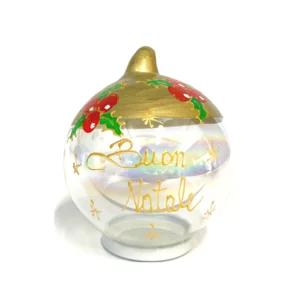 Pallina di Natale in vetro soffiato Merry Christmas personalizzabile con nome, Ø 10cm | Artigiano in Fiera