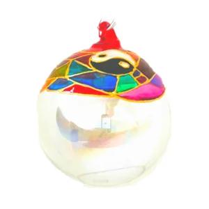 Pallina di Natale in vetro soffiato multicolor con Yin & Yang, Ø 10cm | Artigiano in Fiera