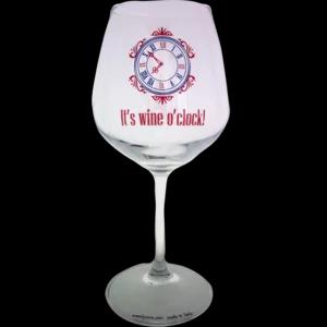 Calice da vino in vetro, "It's Wine O'Clock!" h 21cm | Artigiano in Fiera