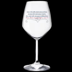 Calice da vino in vetro, "Dante Amor Ch'a Nullo Amato…", h21cm | Artigiano in Fiera