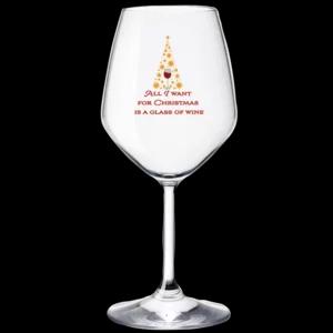 Calice da vino in vetro con decorazione: "All I Want for Christmas is a Glass of Wine" | Artigiano in Fiera