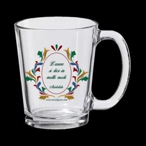 Tazza Mug in vetro decorata con frase di Aristotele | Artigiano in Fiera