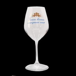 Calice da vino in vetro, "Vinum Bonum Numquam Nocet" | Artigiano in Fiera