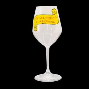 Calice da vino in vetro, "Vinum Laetificat Cor Hominis" | Artigiano in Fiera