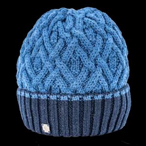 Cappello lana bicolore, risvolto a coste e testa a trecce | Artigiano in Fiera