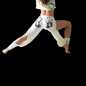 Pantaloni yoga da donna, fatti e dipinti a mano, crema | Artigiano in Fiera