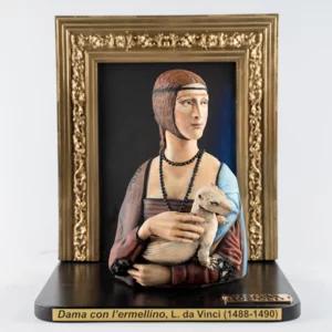 Statuina in 3D della "Dama con l'ermellino" di Leonardo da Vinci dipinta a mano, 27cm | Artigiano in Fiera