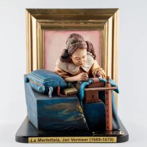 Statuina in 3D di "La merlettaia" di Jan Vermeer dipinta a mano, 27cm | Artigiano in Fiera