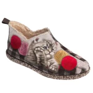 Pantofola donna stampa gatto gomitoli in tessuto morbido | Artigiano in Fiera